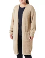 Swetry damskie - LEOMIA Damski kardigan z dzianiny 10424752-LE02, beżowy, XS/S, beżowy, XS-S - miniaturka - grafika 1