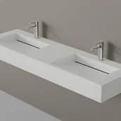 Umywalki - Bernstein Podwójna umywalka wisząca TWG16 odlew mineralny - biały mat - miniaturka - grafika 1