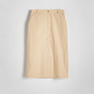 Spódnice - Reserved - Spódnica z gniecionej tkaniny - Beżowy - grafika 1