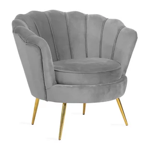 Fotel SHELLY welurowy szary 82x74x76 cm GLAMOUR - Fotele - miniaturka - grafika 1