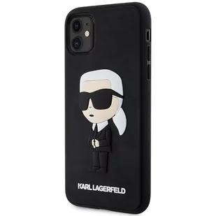 Karl Lagerfeld KLHCN613DRKINK iPhone 11 / Xr 6.1" czarny/black hardcase Rubber Ikonik 3D - Etui i futerały do telefonów - miniaturka - grafika 2
