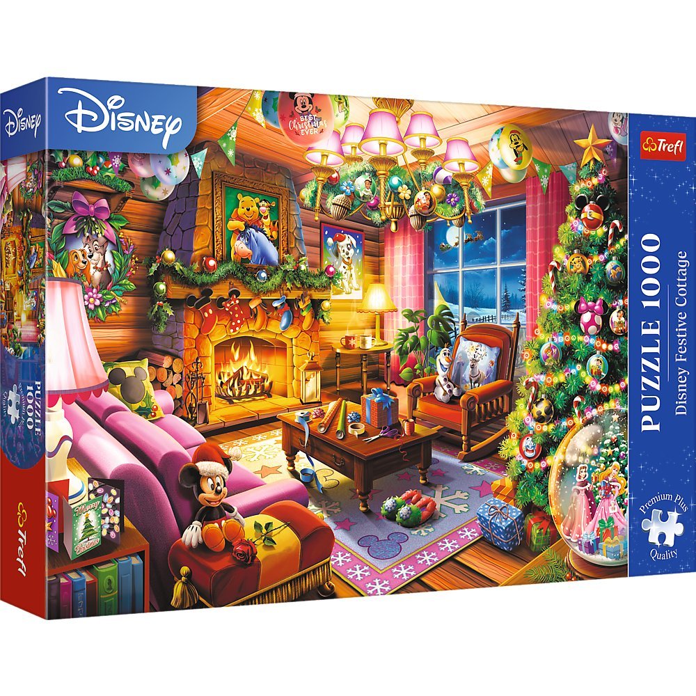 Puzzle, Trefl Premium Plus - Świąteczna chatka Disney, 1000 el.