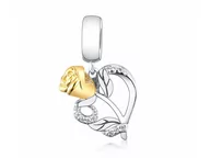 Charmsy - Pandora Valerio.pl Rodowany srebrny wiszący charms róża miłości serce heart rose srebro 925 NEW209 NEW209 - miniaturka - grafika 1