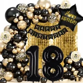 Balony i akcesoria - ZESTAW BALONY NA 18 URODZINY GIRLANDA BALONOWA BANER ŚCIANKA OSIEMNASTKA - miniaturka - grafika 1