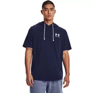 Koszulki sportowe męskie - Męska bluza dresowa nierozpinana z krótkim rękawem Under Armour UA Rival Terry LC SS HD - granatowa - UNDER ARMOUR - grafika 1