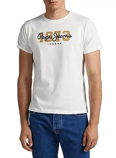 Koszulki męskie - Pepe Jeans T-shirt męski z wilkiem, Biały (nie biały), XXL - grafika 1