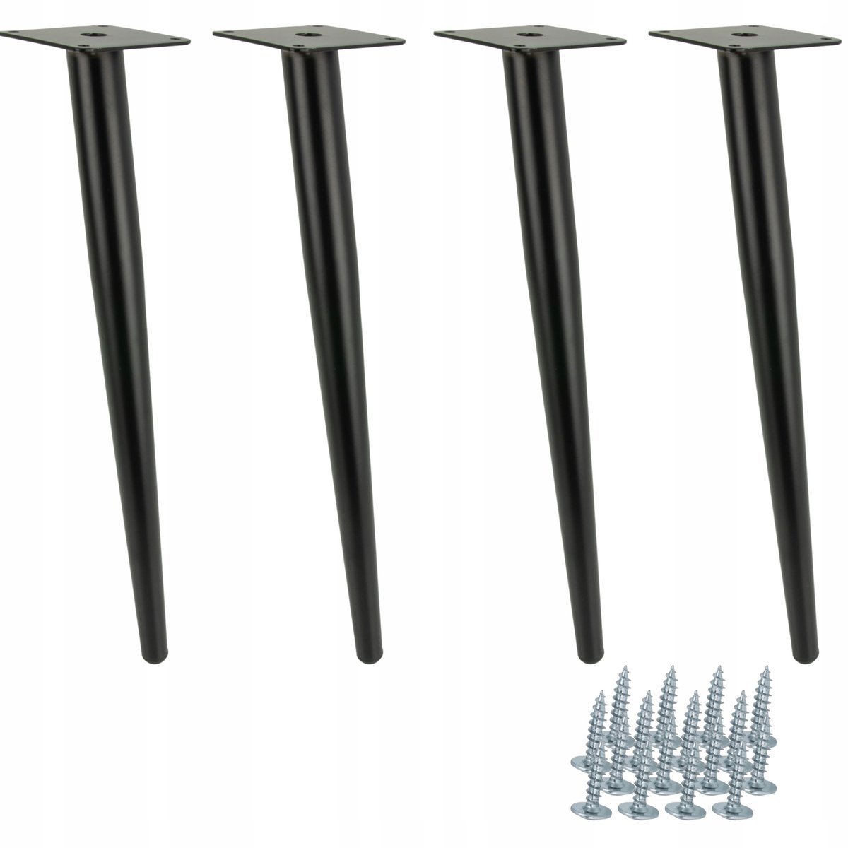 4 x Noga meblowa Szpilka skośna czarna 40 cm noga do stolika do krzesła