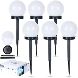 Lampki ogrodowe solarne LED wbijane kule 33,5 cm 6 szt. - Lampy ogrodowe - miniaturka - grafika 1
