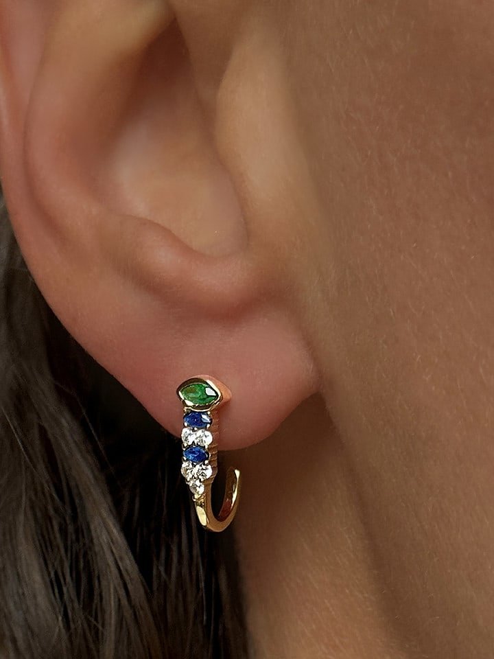 Les Petites Précieuses Pozłacane kolczyki-wkrętki z cyrkoniami