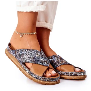 Skórzane Profilowane Klapki Maciejka 04986-02 Brązowe - Klapki i japonki damskie - miniaturka - grafika 1