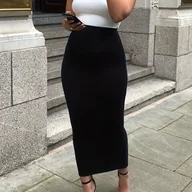 Spódnice - TEMU Elegancka i stylowa, , popularna spódnica bodycon w jednolitym kolorze dla kobiet HW915 - miniaturka - grafika 1