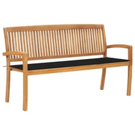 Ławki ogrodowe - vidaXL Sztaplowana ławka ogrodowa z poduszką, 159 cm, drewno tekowe 3063313 - miniaturka - grafika 1