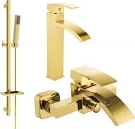 Zestawy baterii łazienkowych - Mexen Libra DQ77 zestaw wannowy, złoty - 745113DQ77-50 - miniaturka - grafika 1