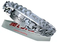 Bransolety męskie - BRANSOLETA MĘSKA STAL CHIRURGICZNA 316L SREBRNA - miniaturka - grafika 1