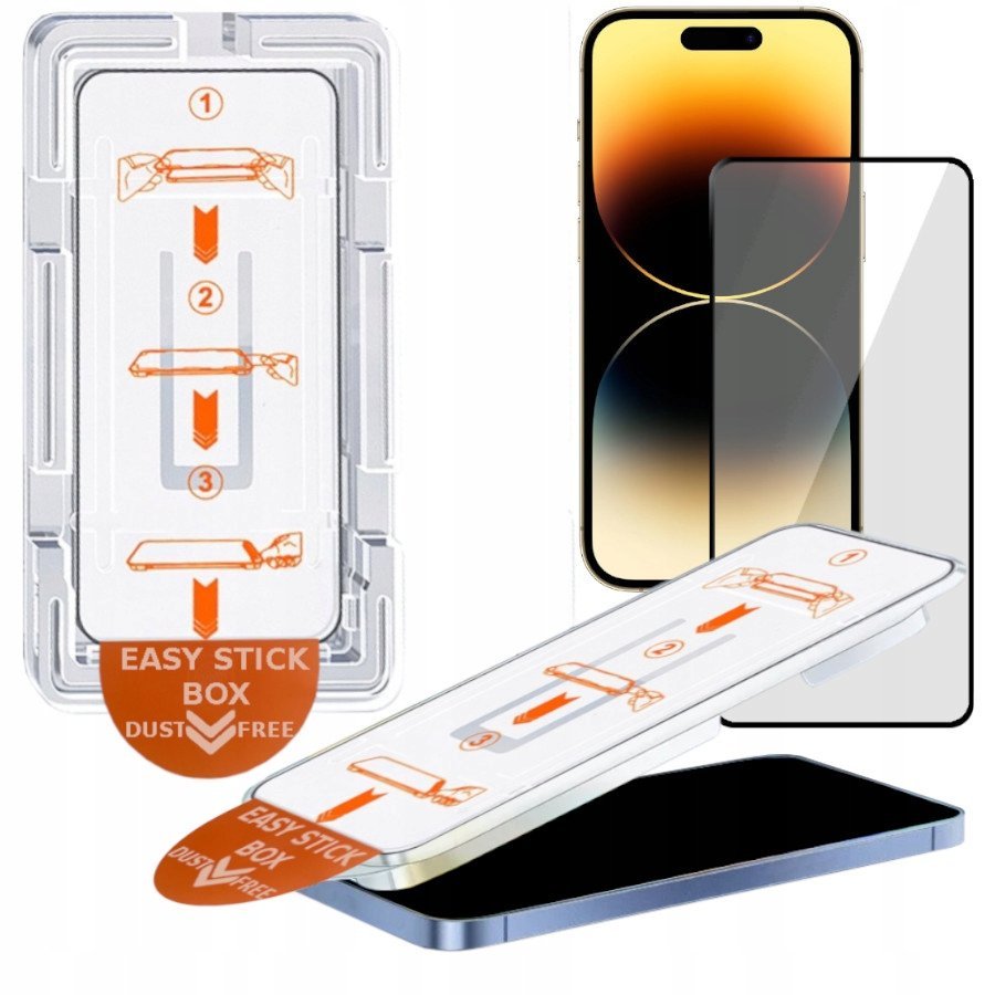Szkło hartowane z ramką do montażu szybka EZ FREE DUST do IPhone 14 Pro