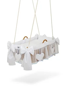 Kosz Mojżesza kołyska wisząca- Kropeczki błękitne - Łóżeczka i kojce - miniaturka - grafika 1