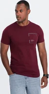 Koszulki męskie - Ombre T-shirt męski bawełniany z kieszonką - bordowy V2 OM-TSPT-0154 XL - miniaturka - grafika 1