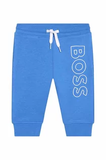 Spodnie i spodenki dla dziewczynek - BOSS spodnie dresowe dziecięce kolor granatowy z nadrukiem - Boss - grafika 1