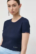 Koszulki sportowe damskie - Guess t-shirt damski kolor granatowy - miniaturka - grafika 1