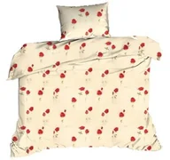 Pościel - Extrapościel Pościel bawełniana 140x200 kwiatki różyczki kremowa czerwona 119N Classic - miniaturka - grafika 1