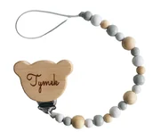Akcesoria do smoczków - Zawieszka do smoczka imię personalizacja kolory drewno - miniaturka - grafika 1