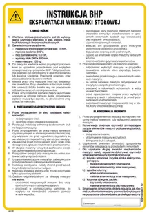 IAC09 INSTRUKCJA BHP EKSPLOATACJI WIERTARKI STOŁOWEJ, FN - FOLIA SAMOPRZYLEPNA; (245X350MM) - Instrukcje stanowiskowe BHP - miniaturka - grafika 1