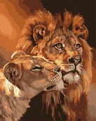 Malowanie po numerach - Artnapi 40x50cm Obraz Do Malowania Po Numerach Na Drewnianej Ramie - Król Lew i Nala - miniaturka - grafika 1