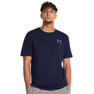 Koszulki sportowe męskie - Męski t-shirt z nadrukiem Under Armour UA Sportstyle LC SS - granatowy - UNDER ARMOUR - grafika 1