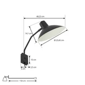 Lampy ścienne - Lindby kinkiet Adrik, czarny, metalowy, z wtyczką - miniaturka - grafika 1