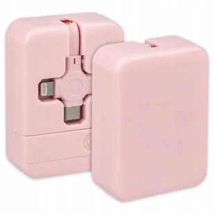 KABEL ZAWIJANY 3W1 LIGHTING USB-C MICRO-USB RÓŻOWY - Ładowarki do telefonów - miniaturka - grafika 1