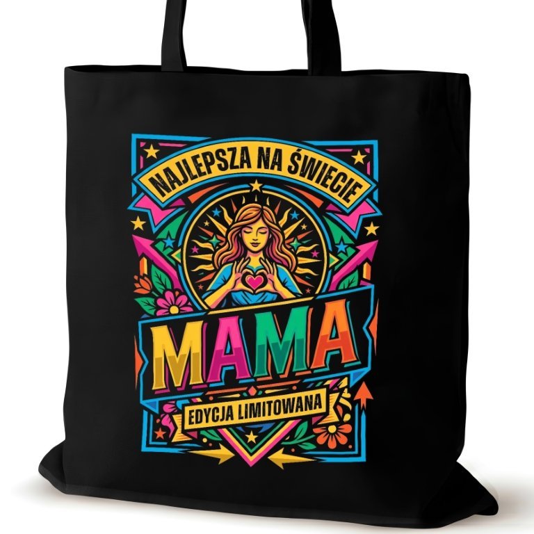 Torba bawełniana czarna dla MAMY na ramię walentynki biura śmieszna