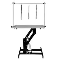 Meble kosmetyczne - Czarny hydrauliczny stół pielęgnacyjny - czarny blat - miniaturka - grafika 1