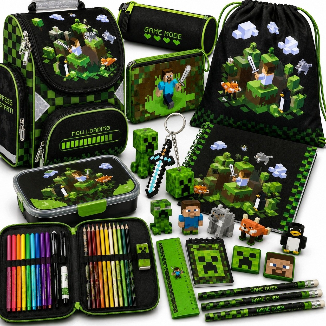 Tornister Dla Chłopca Plecak Szkolny Minecraft Klasa 1-3 Komplet Zestaw XXL