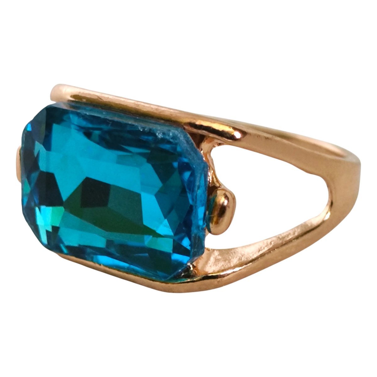 Złoty Pierścionek z Cyrkonią Duża Cyrkonia Kamień Stal Chirurgiczna Vintage