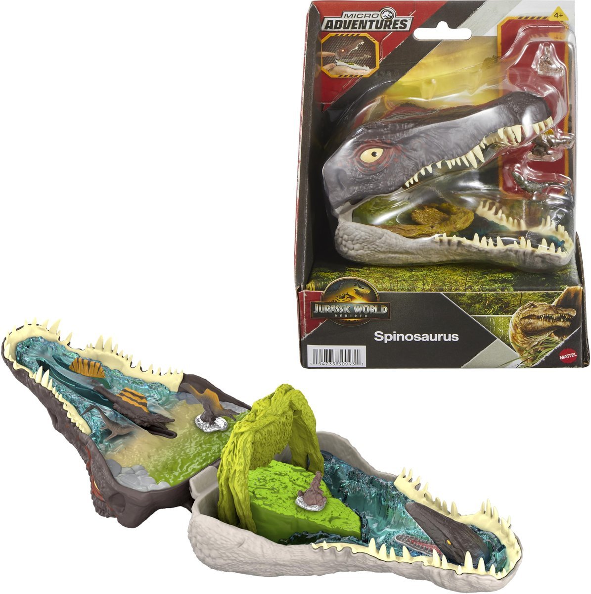 Zestaw do zabawy Mattel Jurassic World Rebirth Micro Adventure, głowa spin