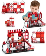 Klocki - Klocki magnetyczne Straż Pożarna – zestaw strażacki 32 elementy z akcesoriami i naklejkami dla dzieci - miniaturka - grafika 1