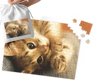 Puzzle - PUZZLE TRADYCYJNE - SŁODKI KOTEK KOT MEGA WZORY PREZENT 110EL + WORECZEK - miniaturka - grafika 1