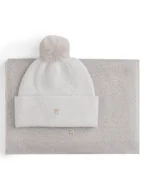 Czapki damskie - Tommy Hilfiger Zestaw Szalik i Czapka Pom Pom AW0AW17995 Beżowy - miniaturka - grafika 1