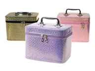 Kosmetyczki, organizery i kuferki - Adar Kuferek L z lusterkiem na zamek 23x17x15cm Mix - miniaturka - grafika 1