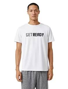 Koton Męski T-shirt sportowy z nadrukiem z okrągłym dekoltem, biały (000), XXL - Koszulki męskie - miniaturka - grafika 1