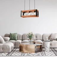 Lampy sufitowe - Lampa wisząca Envostar Lee drewno/czarny 3-punktowa - miniaturka - grafika 1