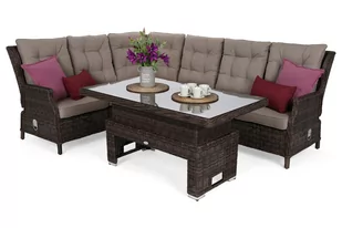 HOME &amp; GARDEN Narożnik ogrodowy technorattanowy Trivento Brown Mat / Brown Melange 248859 - Sofy ogrodowe - miniaturka - grafika 1