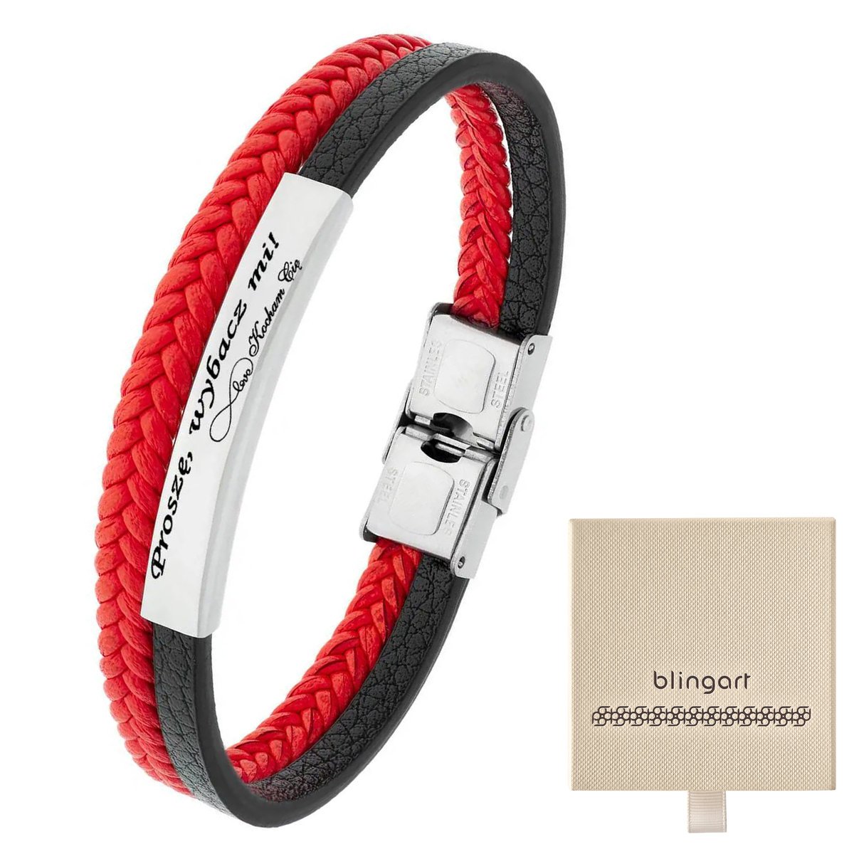 Bransoletka z GRAWEREM skórzana męska / damska ple