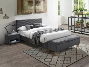 Łóżko Dwuosobowe Azurro Velvet 140X200 Szare - Łóżka - miniaturka - grafika 1