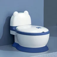 Nocniki - TEMU Miska do treningu toaletowego - Uroczy design z niedźwiedziem, miękki niebieski i biały, łatwe do czyszczenia plastikowe dla chłopców i - miniaturka - grafika 1