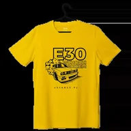 Odzież do sportów motorowych - T-shirt koszulka BMW E30 Wchodzi bokiem żółta-XL - miniaturka - grafika 1