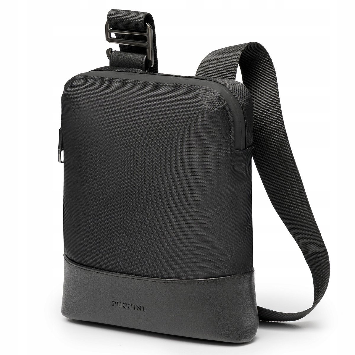 PUCCINI Torba Męska Na Ramię Torebka Saszetka Materiałowa Czarna TM255-1