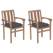 Fotele i krzesła ogrodowe - vidaXL Lumarko Krzesła ogrodowe, 2 szt., antracytowe poduszki, drewno tekowe! 3062223 - miniaturka - grafika 1