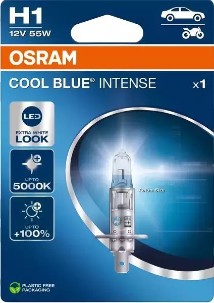 OSRAM ŻARÓWKA COOL BLUE INTENSE H1 12V/55W P14,5S 5000K 1SZTYŁ BLISTER EKO