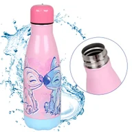Shakery i bidony sportowe - DISNEY Stitch i Angel Stalowa, różowa butelka termiczna, bidon 500ml. - miniaturka - grafika 1